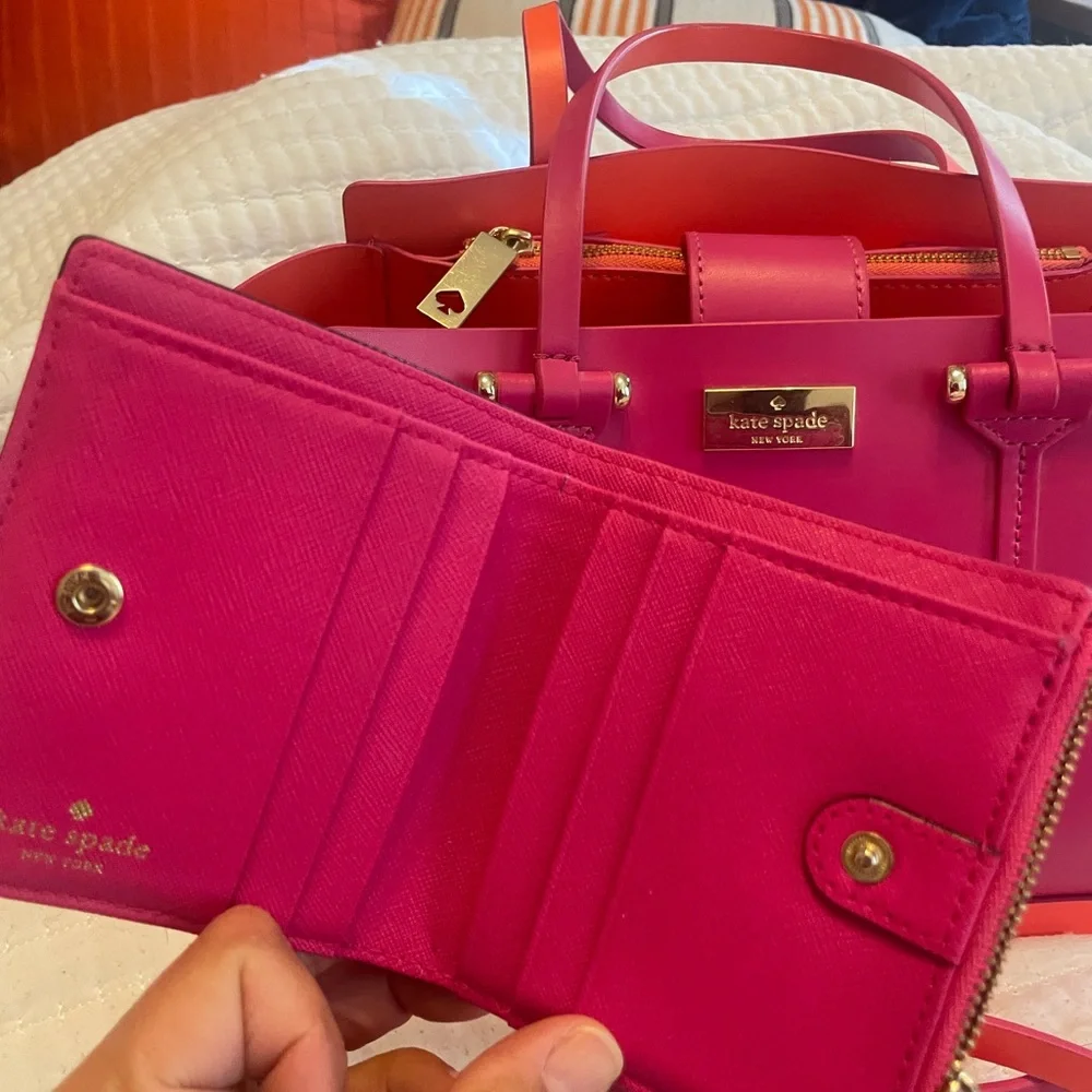 kate spade hot pink leather tote SMALL